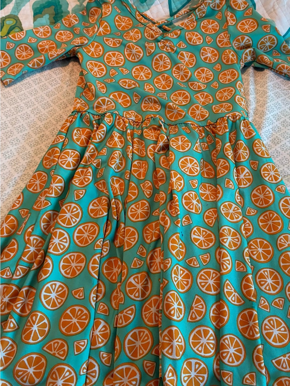 SOLD
Dot Dot Smile Orange Citrus Print Dress